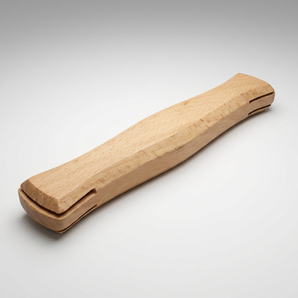 Ergonomic wooden ruler for leather