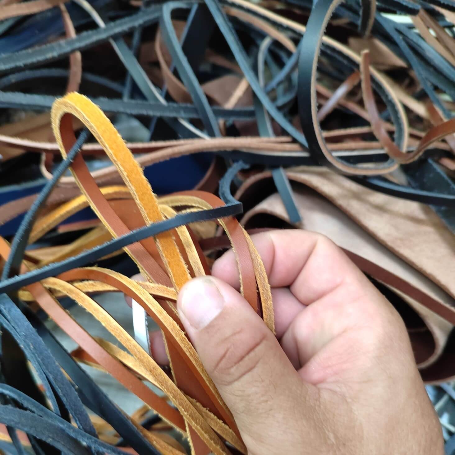 Lot of Leather Strips and Cords in Various Colors