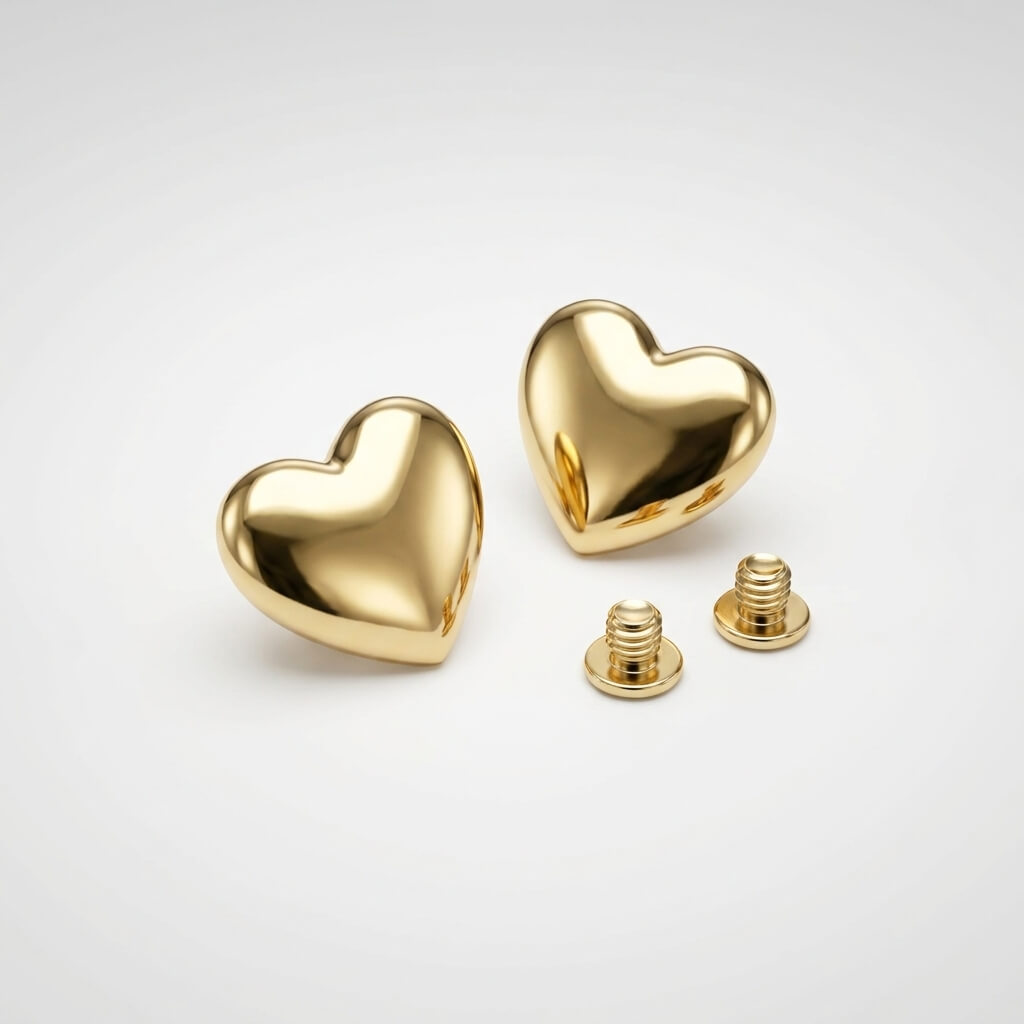 Par de Apliques Corazón para Remachar en Oro Fino ❤️✨