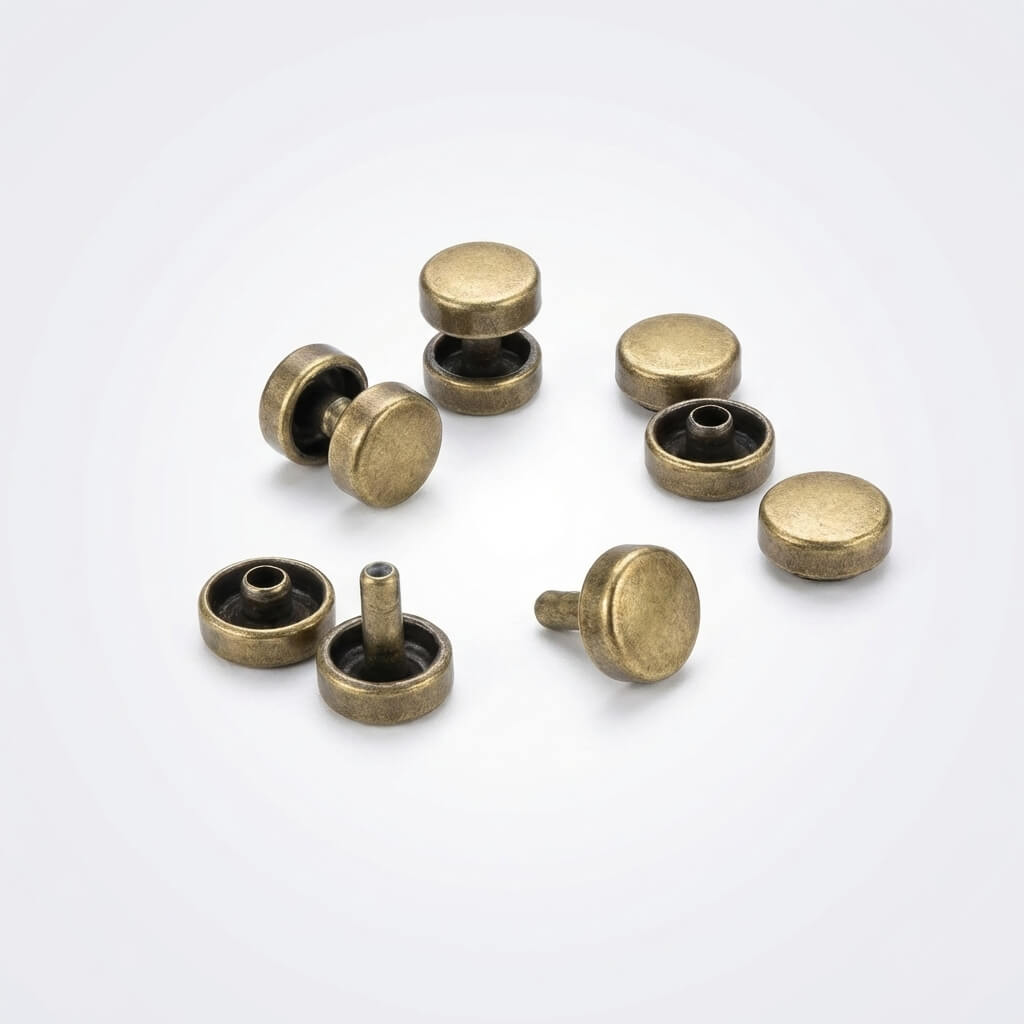 Pack Oferta de Juegos 10 Remaches Premium para marroquinería en níquel y oro viejo